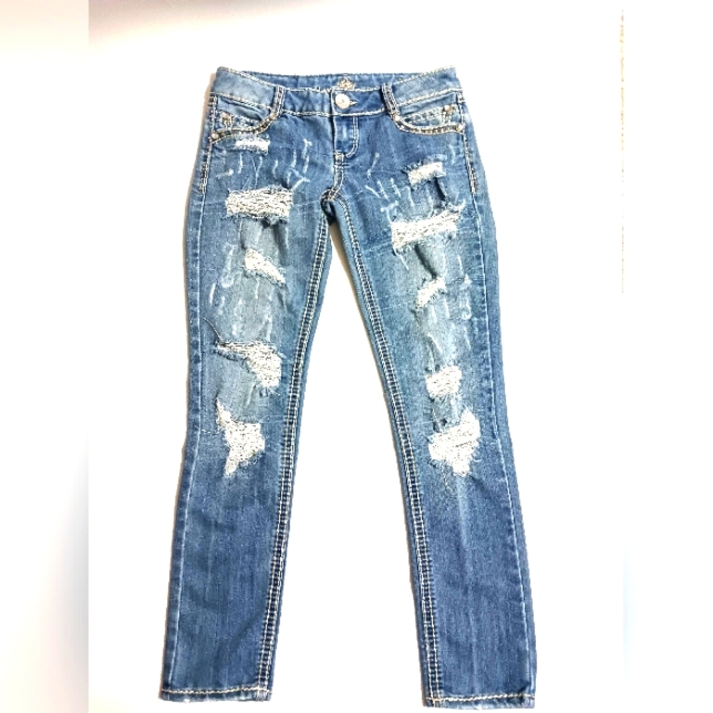 Almost Famous Distressed Straight Leg Jeans